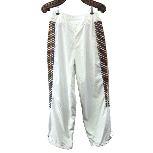 Free People Movement Pants Embroidered Patch Baggy Straight Leg Cinch Cuff M - Picture 2 of 14